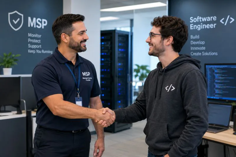 Managed technology operations and software engineering connected under one operating model