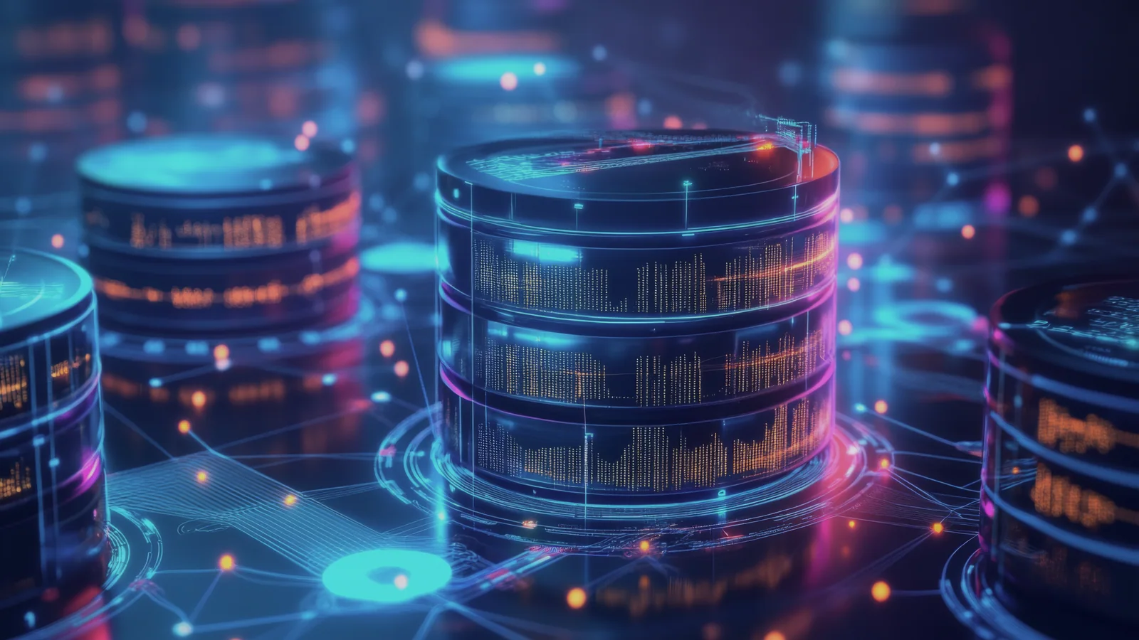 Connected database nodes representing a shared data platform