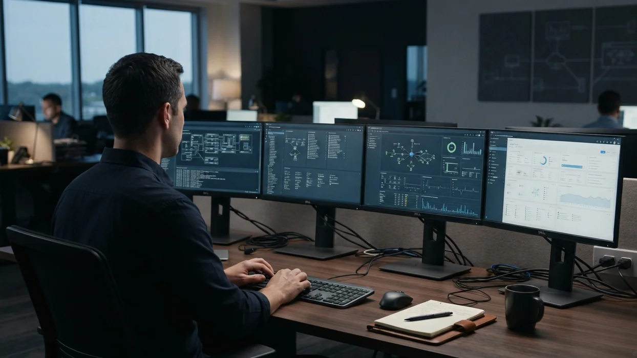 Technology operations workspace showing system dependencies and operational health